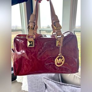 Michael Kors Red Patent Leather Satchel Purse Bag
